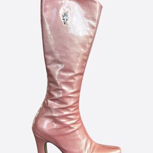 Chrome Hearts Jessie Jo Stark Pink Patent Leather Dagger Suger Jones High Boots